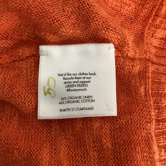 Eileen Fisher Organic Linen Cotton Slub Knit Top Orange Size L - Picture 7 of 7